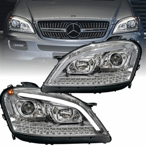 CR-Lights LED Light Tube Scheinwerfer Set Chrom für Mercedes W164 ML M-Klasse 2005–2007 | E-Prüfzeichen