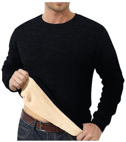 Sudaderas para Hombre, sin Capucha, Cuello Redondo, Forro Polar, térmica, Manga Larga, Informal, para Invierno, cálido, suéter Grueso, Ropa de Trabajo