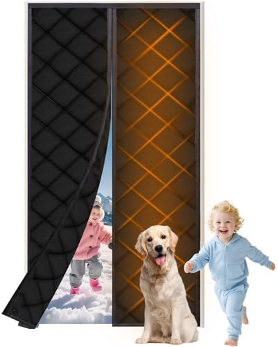 Sflyda Magnet Thermovorhang Tür Wärmeschutzvorhang 100x210cm, Thermovorhang Gegen Kälteschutz Türvorhang, Wasserdicht, Winddicht Isoliervorhang Kälteschutzvorhang Kälteschutz, Haustierfreundlich