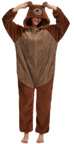 Xinlong Einteiliger Schlafanzug Damen Oversized Tier Onesie Panda Reißverschluss Erwachsene Unisex Nachtwäsche Overall Jumpsuit Lang Herren Fasching Halloween Pyjama Kleidung Karneval Mit Kapuze