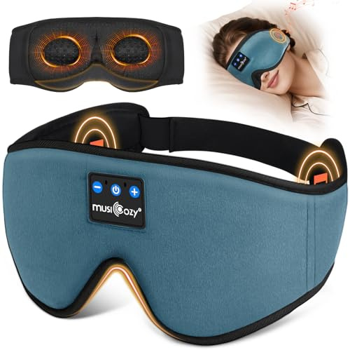 MUSICOZY Schlafkopfhörer 100% Verdunkelung 3D schlafmaske mit kopfhörer
