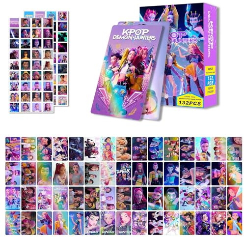 Demon Merch Karten Set für Fans & Sammler – 60 Demon Karten + 72 Hunters Sticker, Anime Sammelkarten für Geschenke, Deko & Austausch