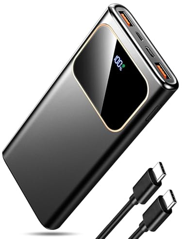 2026 Power Bank Fast Charging,Bateria Externa Carga Rapida 10000mAh 22.5W Cargador Portatil con Entrada y Salida USB C, Patalla LED para iPhone 17/16/15/14 Air Pro MAX Plus, para Samsung Android Negro