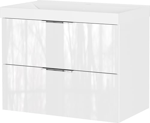 Germania Waschtisch inkl. Becken 9087-84 GW-CELANO, mit Zwei Schubladen, in Weiß, 81 x 65 x 46 cm (BxHxT)