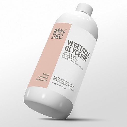 Glycerin Vegetable, Kosher Halal Pharmaceutical USP Grade, Natural Solution and Humectant for Cosmetics, Household Supplies, Art Crafts, and DIY E Liquid for E Cigs by Raw Plus Rare - 950ml