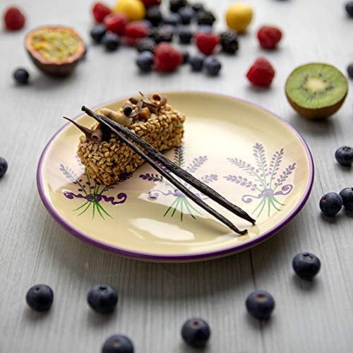 City to Cottage® Cerámica en Morado y Crema | Patrón Lavanda | Hecha y Pintada a Mano | Cerámica Esmaltada 7,9 pulgadas/20 cm | Plato Pequeño para Postre | Vajilla Única