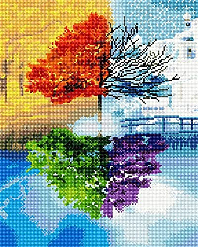 Diamond Vollbedeckung mit Holzrahmen Painting Set Bild 40 x 50 Diamant Malerei Stickerei Handarbeit Basteln Mosaik Steine Blumen Korb Haus am Bach (GJ616)