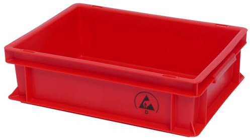 Warmbier Lagerbehälter IDP-STAT, ESD, 300 x 200 x 120 mm, rot 5311.R.05 (Lagerkasten Euronormkasten Box Kiste Transportbehälter Regalbehälter Eurobehälter Rakobehälter Newbox Farbig)