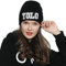 DonDon Mütze Damen Beanie Statement Wintermütze YOLO