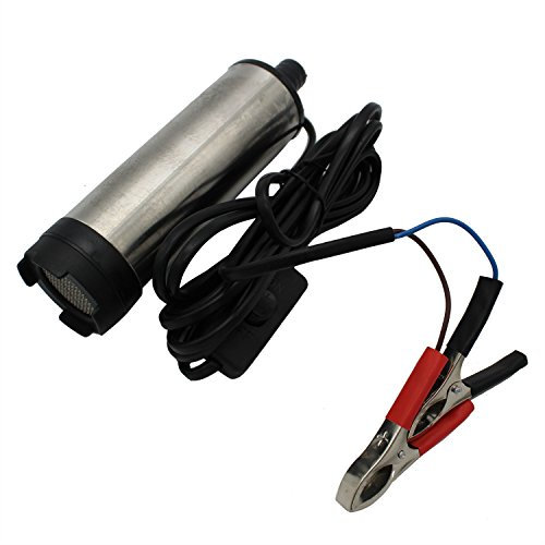 TAKPART DC 12V 51mm Ölpumpe Wasserpumpe Transferpumpe DieselkraftstoffpumpeWasser Öl Diesel Tauchpumpe Treibstoff Transfer mit Zigarettenanzünder Edelstahl