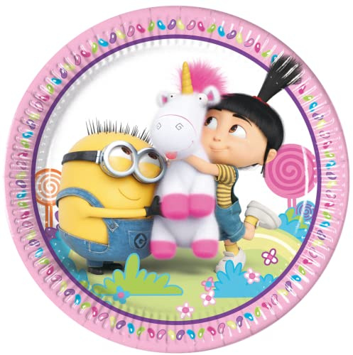 Universal Despicable Me Lot de 8 assiettes en carton duveteuses 23 cm