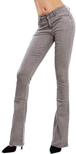 Toocool Jeans Femme Taille Haute Push Up – Pantalon Patte d'Éléphant Évasé F36-M6129 [M, Gris]