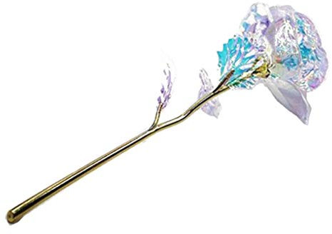 Starry Crystal Rose Glowing Gold Foil Colorful Flower 24k Golden Foil Decoration Couple Gift