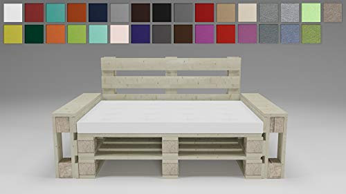 Rollmayer Palettenkissen mit Steppung Auflage für Europaletten Indoor und Outdoor Palettenpolster Kollektion Vivid (Weiß 1, Sitzkissen, 120x80x8cm)