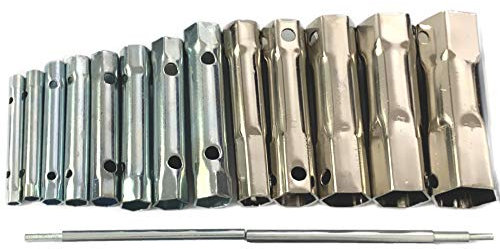 15 Pièces Jeu de Clés à Douille Tubulaire, Kit de clés à douille pour plombier et écrou de bougie à double extrémité, Tube Clé à Bougie doubles métriques