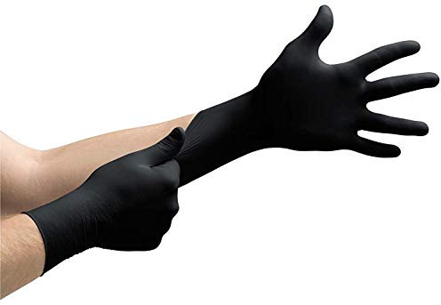 100 Stück Latexhandschuhe in Spender-Box puderfrei, nicht steril Einweghandschuhe Einmalhandschuhe schwarz (XL)