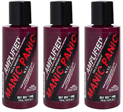 Manic Panic Hot Pink Crème amplifiée, végétalienne, sans cruauté, teinture capillaire semi-permanente, 3 x 118ml