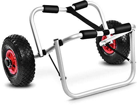 Carrello Kayak Pieghevole, Carrello da Canoa Carrello da Surf Carrello da Barca con Cinghie Carrello di Trasporto, per Canoa Tavola da Surf Telaio in Alluminio Capacità di Peso 80 Kg 68x27x44 Cm