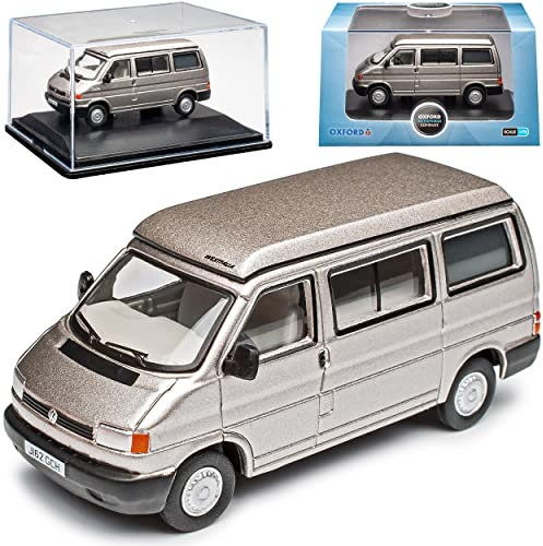 Volkwagen T4 Westfalia Camper Bus Personen Transporter Silber Grau 1990-2003 1/76 Oxford Modell Auto mit individiuellem Wunschkennzeichen