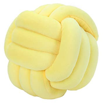 Koomuao Knotenkissen Rund Weicher Samtstoff Knoten-Ball-Kissen Nordische Dekokissen Zierkissen Knoten Geknotetes Kissen für Sofa, Bett, Wohnzimmer, Babyzimmer (Gelb, 22cm)