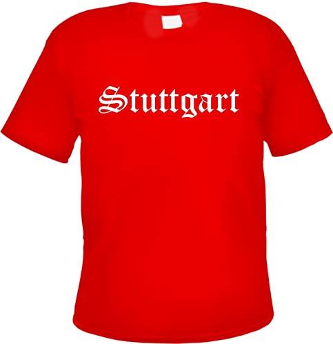 Stuttgart Herren T-Shirt - Altdeutsch - Rotes Tee Shirt XL Rot