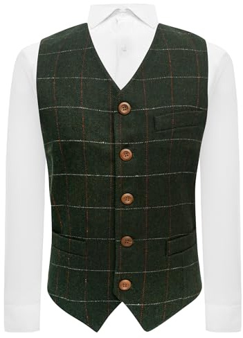 King & Priory Gilet vert forêt à chevrons à carreaux, Vert, M