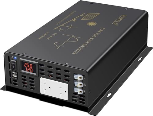 3000 Watt Reiner Sinuswellen-Wechselrichter, 24 V DC auf 120 V VAC, 6000 W, Spitze, integrierte Softstarter, Dual-AC-Ausgänge, netzunabhängiger Solar-Konverter, Wohnmobil-LKWs (U5-LKWs)