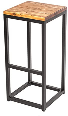 Barhocker für Hausbar, Barstuhl, Küchenstuhl, Bistrohocker, Tresenhocker mit Fußstütze, Stuhl, Keine Montage erforderlich, Industrie-Design (Quadrat-Form 75 cm Höhe, Braun)