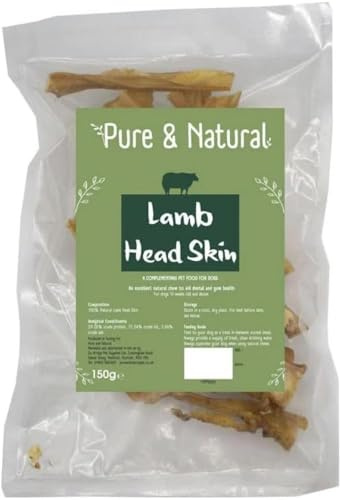 Pure & Natural Dog Treats Lamb Head Skin Natural 150gm