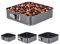 Relaxdays Moules à charnière, Lot de 4, carrés, 15, 18, 22, 26 cm, Acier Inoxydable, antiadhésif, Anthracite