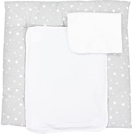 TupTam Wickelauflage mit 2 wasserfesten Frotteebezügen – weich gepolstert & hautfreundlich MAR02579, Farbe: Sterne Grau 2, Größe: 65 x 75 cm