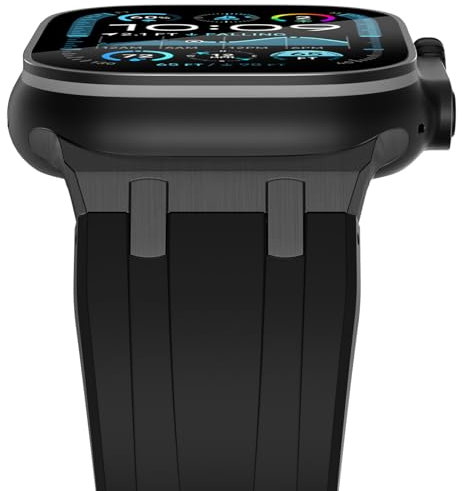NewWays kompatibel mit Apple Watch Armband 49mm 46mm 45mm 44mm 42mm(Serie 1 2 3),Silikon Sport Armband für iWatch Ultra 2/Ultra Series 10 9 8 7 6 SE 5 4 3 2 1 Herren Damen,Schwarz/Schwarzer Stecker