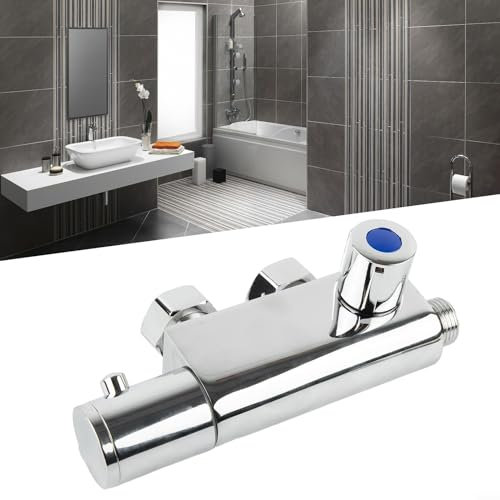 Thermostat-Duscharmatur, modern, vertikal, thermostatisches Mischventil, 1,27 cm, Warm- und Kaltanschlüsse für Badezimmer, Waschraum