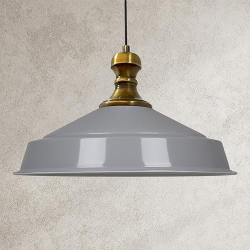 bamyum Asletl-Knob Hängelampe Industrial Vintage Ø41 cm, Küchenlampe Hängend Vintage, Pendelleuchte Esstisch Vintage, Hängelampe Esstisch, Wohnzimmerlampe, Pendelleuchte Grau Metall, Küchenlampe