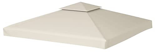Vigevee Ersatzdach für Pavillon 3x3m Pavillondach Wasserdicht Doppeldach Schutzhaube Beige Ersatzbezug Dachbezug für Garten Pavillon
