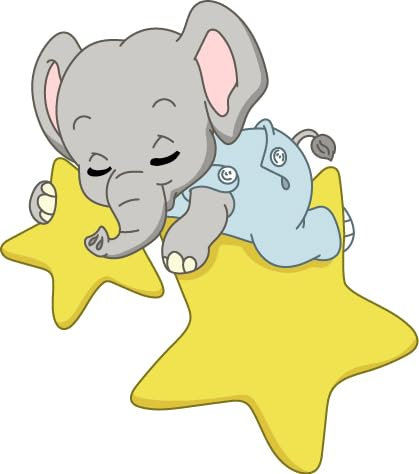 Bambinella - Bügelbild Aufbügler - Motiv: Elefant schläft in den Wolken - gedruckte Velour/Flock Applikation zum selbst Aufbügeln in 3 Größen