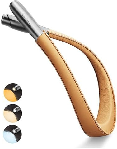 LED-Leselampe für den Hals, Buchleuchte zum Lesen im Bett, 3 Helligkeiten einstellbar, leichtes, komfortables Design, Hände frei, langlebig, perfekt zum Basteln, Stricken, Camping, Gold Space Grau