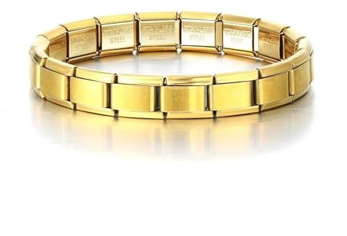Aidenn Italian Charm Bracelet Gold,Italy Charms Set, 9mm Stainless Steel Module Vintage Base Bracelet Italian Charms