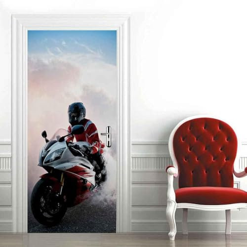 3D Türtapete Selbstklebend Türposter - Motorrad Motorrad 90 X 200 Cm - Türaufkleber Fototapete Abziehen Und Aufkleben Türfolie Poster Tapete - Kinderzimmer Wohnzimmer Küche Schlafzimmer Tür F -7W4T8A8