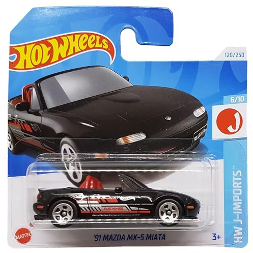 Hot Wheels - ´91 Mazda MX-5 Miata - HW J-Imports 6/10 - HTC47 - Short Card - Roadster - schwarz - Mattel 2024 - 1:64