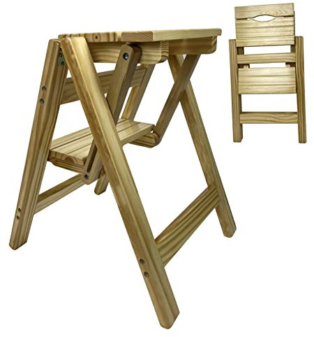 Sgabello con scaletta in Legno Sgabello con scaletta in Legno 2 gradini Multifunzione Pieghevole Sgabello con scaffalature Scaletta Cucina Domestica Libreria