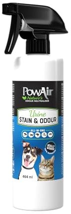 PowAir Urinflecken und Geruch – beseitigt Flecken und Gerüche dauerhaft, haustiersicher, enzymatisches Geruchsneutralisierer-Spray (464 ml Spray)