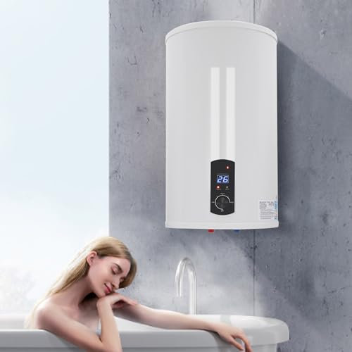 KEESUNG 2KW Elektro Warmwasserspeicher Boiler, Wandmontage-Wasserboiler WandhäNgend Durchlauferhitzer Warmwasserboiler Elektrospeicher Hängespeicher Weiß Elektroboile (120L)