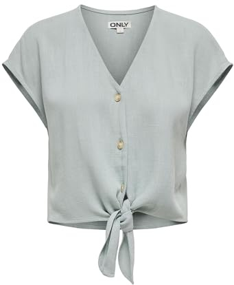 ONLY Damen Onlsiesta Ss Knot Lin Bl Shirt PNT Noos, Abyss, Large