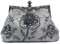 CORIOS Vintage 1920s Abendtasche Floral Clutch Tasche Damen Handgemachte Perle Handtasche Elegante Schultertasche Kette Umhängetasche Klein Tasche Hochzeit Bankett-Party Tasche Dunkelgrau