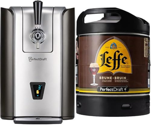 Bundle aus PerfectDraft Pro Zapfanlage + Leffe Brune, Dunkles Abtei-Bier aus Belgien, Perfect Draft (1 x 6l) MEHRWEG Fassbier
