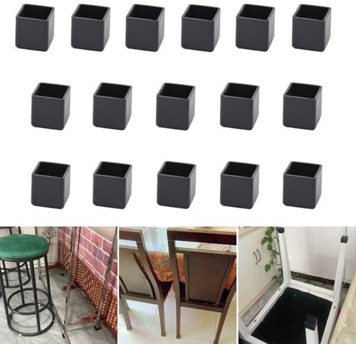 Lot de 16 protections carrées en silicone pour pieds de chaise - 20 x 20 mm - Pour éviter les rayures et réduire le bruit