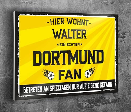 Metallschild Aluminiumerbund Lustiger Spruch Deko Artikel Sport Verein Geschenkidee Männer Club Fußball Fan in verschiedenen Größen Personalisiert (Dortmund Fan (mit Personalisierung), 20x30 cm)