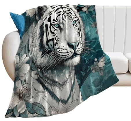 QMNVBDS Tiger im Dschungel, Fleecedecke, Überwurf, große Decke, Bettdecke, Decke für Bett, Flanelldecke, niedliche Überwurfdecke, 76 x 100 cm