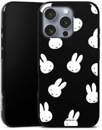Silikon Hülle kompatibel mit Apple iPhone 16 Pro Case schwarz Handyhülle Miffy Muster transparent